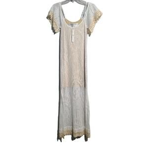 Leyendecker White Lace Cold Shoulder Maxi Dress Small NWT Bridal Boho